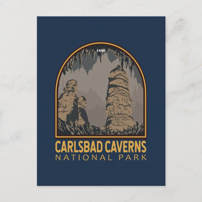 Carlsbad Caverns National Park Vintage Emblem Vykort (Framsida)