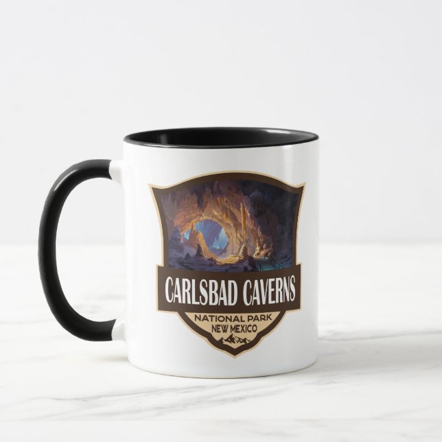 Carlsbad Caverns Nationalpark Illustration Retro Mugg (Vänster)