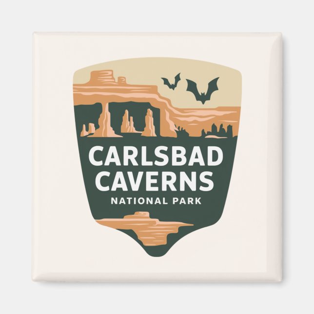 Carlsbad Caverns nationalpark Minimal liggande Magnet (Framsidan)