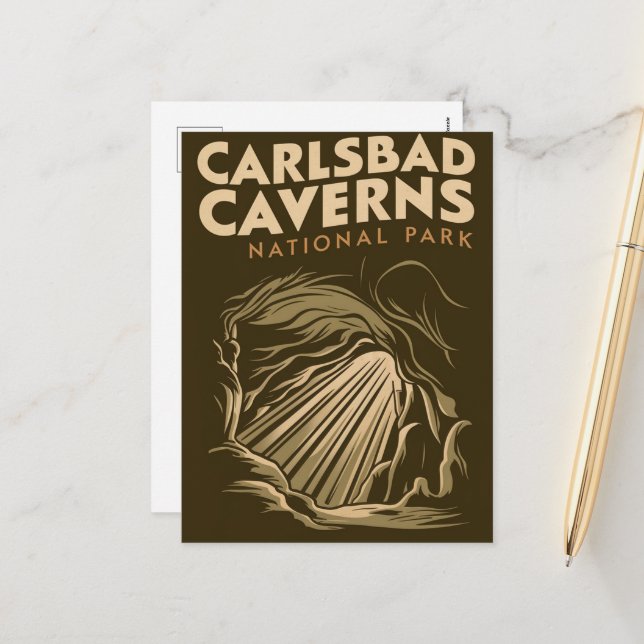 Carlsbad Caverns nationalpark Minimal Travel Art Helg Vykort (Fram/Back In Situ)