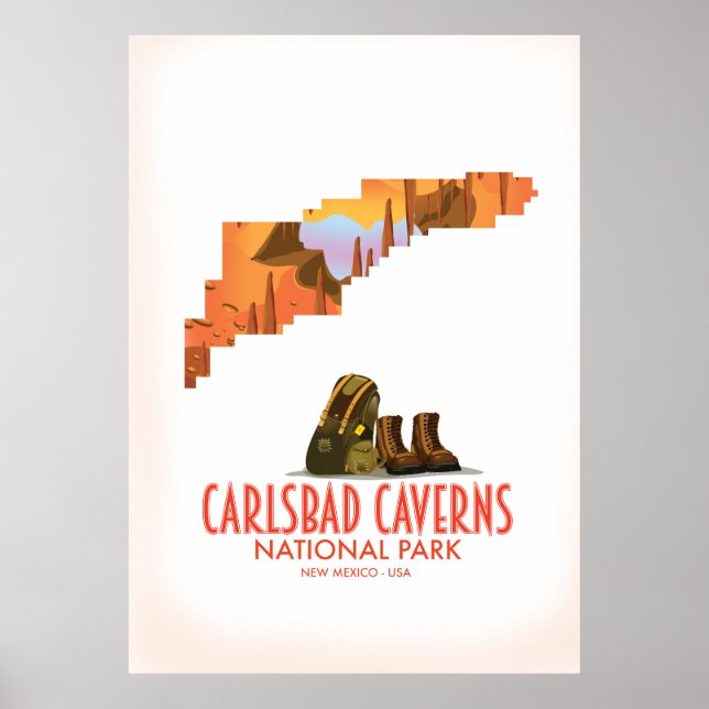 Carlsbad caverns nationalpark new mexico karta poster (Framsidan)
