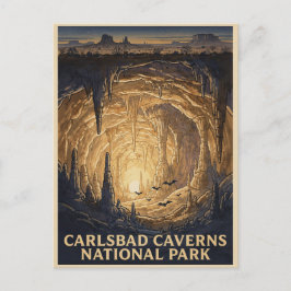 Carlsbad Caverns Nationalpark Resa Vintage Vykort