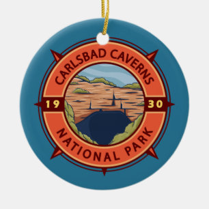 Carlsbad Caverns nationalpark Retro Compass Julgransprydnad Keramik