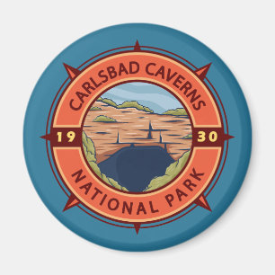 Carlsbad Caverns nationalpark Retro Compass Magnet