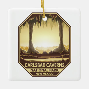 Carlsbad Caverns nationalpark Retro Emblem Julgransprydnad Keramik