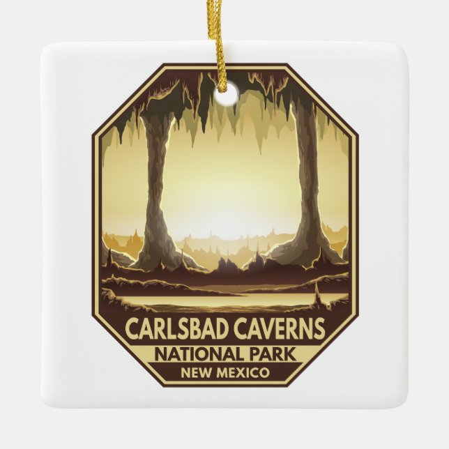 Carlsbad Caverns nationalpark Retro Emblem Julgransprydnad Keramik (Framsida)