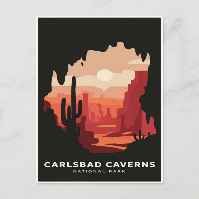 Carlsbad Caverns nationalpark Retro Travel Vykort (Framsida)