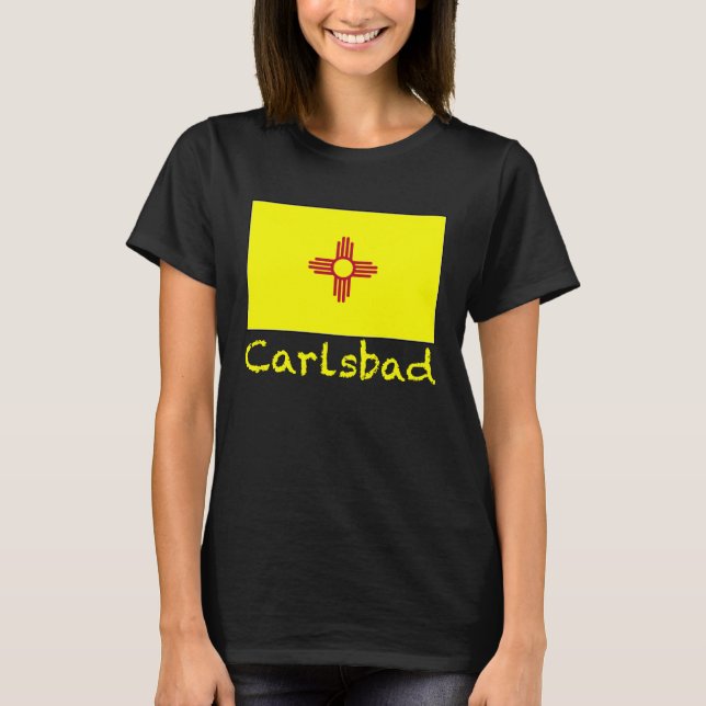 Carlsbad New Mexico USA Flag Souvenir T Shirt (Framsida)