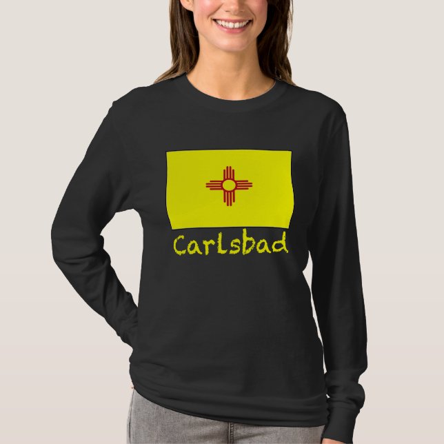 Carlsbad New Mexico USA Flag Souvenir T Shirt (Framsida)
