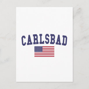 Carlsbad US Flagga Vykort