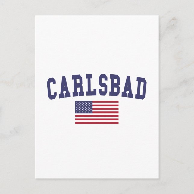 Carlsbad US Flagga Vykort (Framsida)