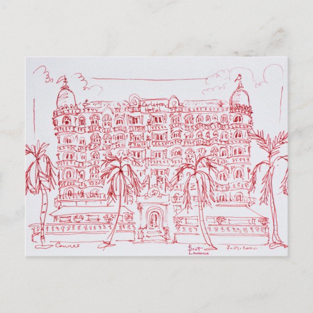 Carlton Hotel, Cannes, Frankrike Vykort (Framsida)