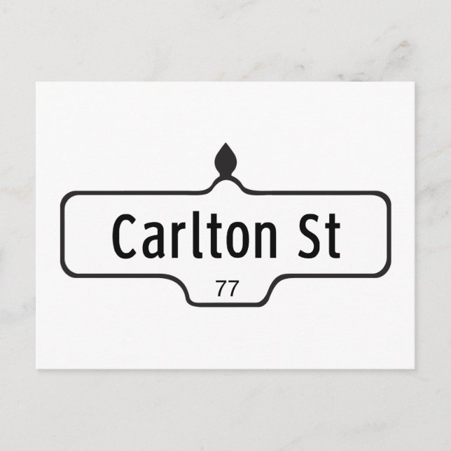 Carlton Street, Toronto Street Sign Vykort (Framsida)