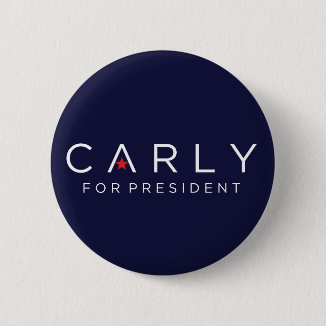 Carly för president knäppas knapp (Framsida)