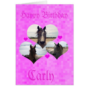Carly, Grattis på födelsedagen, Horses Kärlek Hear Hälsningskort