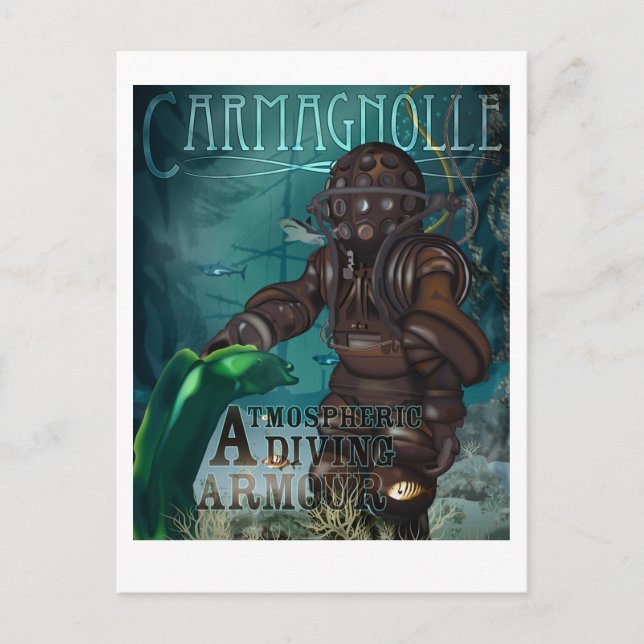 Carmagnolle Diving Armor (steampunk, retro) Vykort (Framsida)
