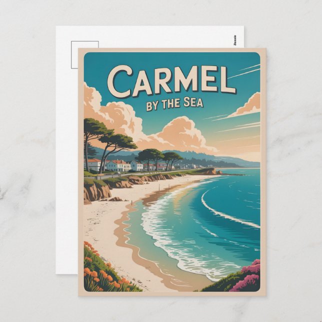 Carmel av havstranden california pacific kusten helg vykort (Fram/baksida)