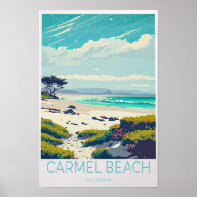 Carmel Beach California Travel Poster