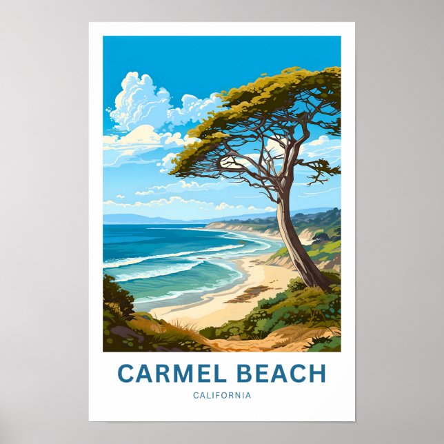 Carmel Beach California Travel Skriv ut Poster (Framsidan)