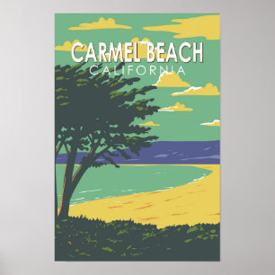 Carmel Beach Kalifornien Resa Konst Vintage Poster