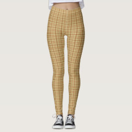 Carmel Burgundy Rutig Klassiskt Mönster Leggings