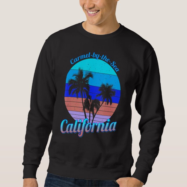 Carmel by Sea California Retro Handflatan Träd Bea Lång Ärmad Tröja (Framsida)