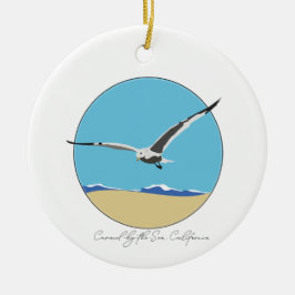 Carmel By Sea California Sea Gull over Beach Julgransprydnad Keramik