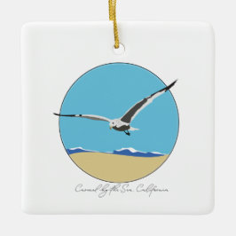 Carmel By Sea California Sea Gull over Beach Julgransprydnad Keramik