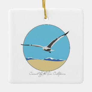 Carmel By Sea California Sea Gull over Beach Julgransprydnad Keramik