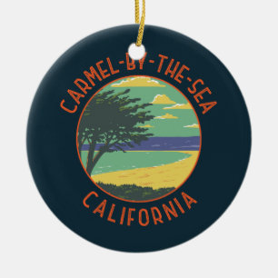 Carmel-by-the-Sea California Retro Distress Julgransprydnad Keramik