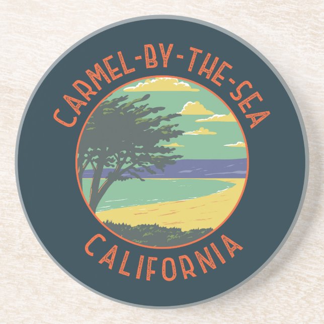 Carmel-by-the-Sea California Retro Distress Underlägg (Framsidan)