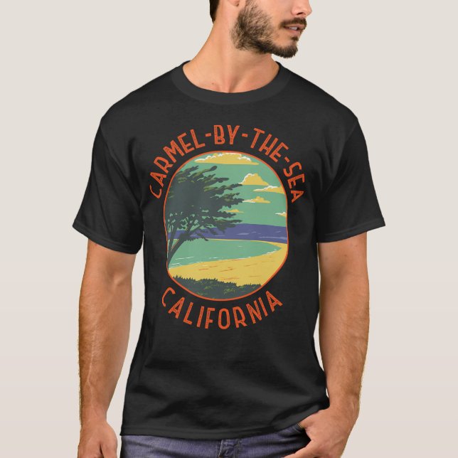 Carmel-By-The-Sea California Retro Distressed Circ T Shirt (Framsida)