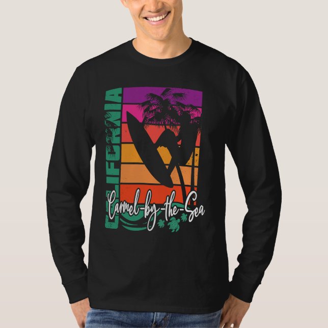 Carmel By The Sea California Retro Sunset Beach So T Shirt (Framsida)