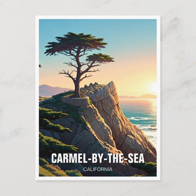 Carmel-by-the-sea lone cypress vykort (Framsida)