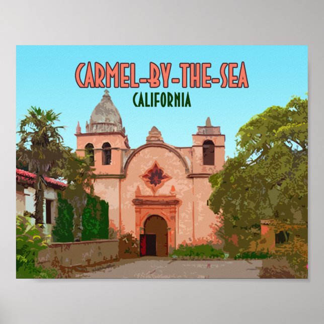 Carmel-by-the-Sea Uppdrag Basilica California Poster (Framsidan)