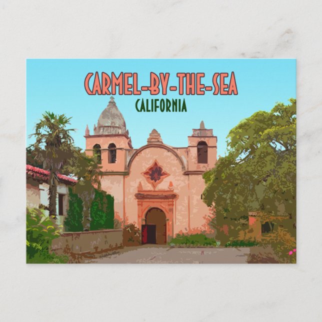 Carmel-by-the-Sea Uppdrag Basilica California Vykort (Framsida)