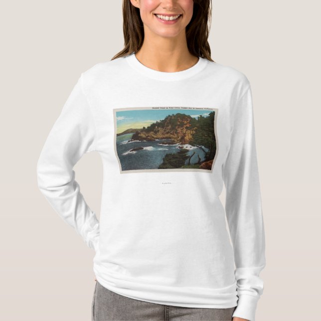 Carmel CA - den ojämna kusten pekar på Lobos T-shirt (Framsida)