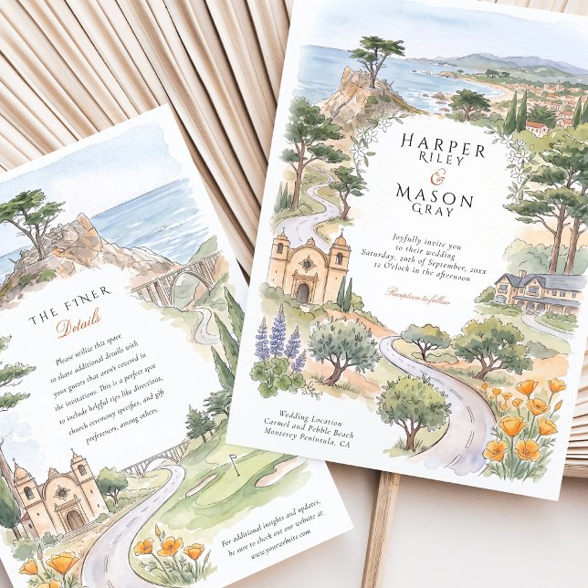 Carmel CA Ensam Cypress Pebble Beach Bröllop Inbjudningar (Skapare uppladdad)