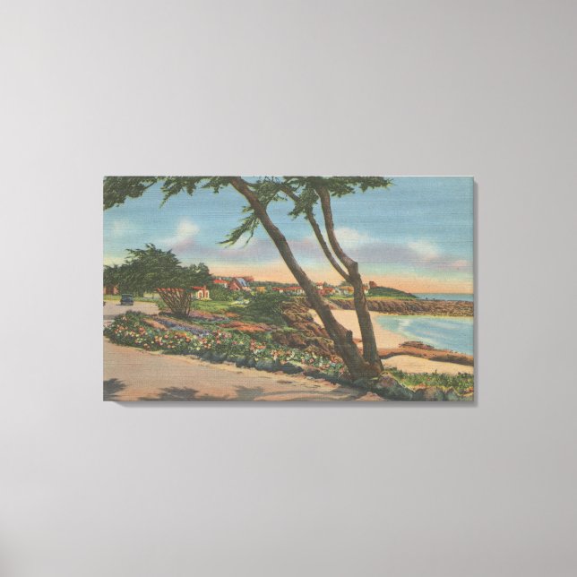 Carmel, CA - Homes längs Shore View Canvastryck (Framsida)