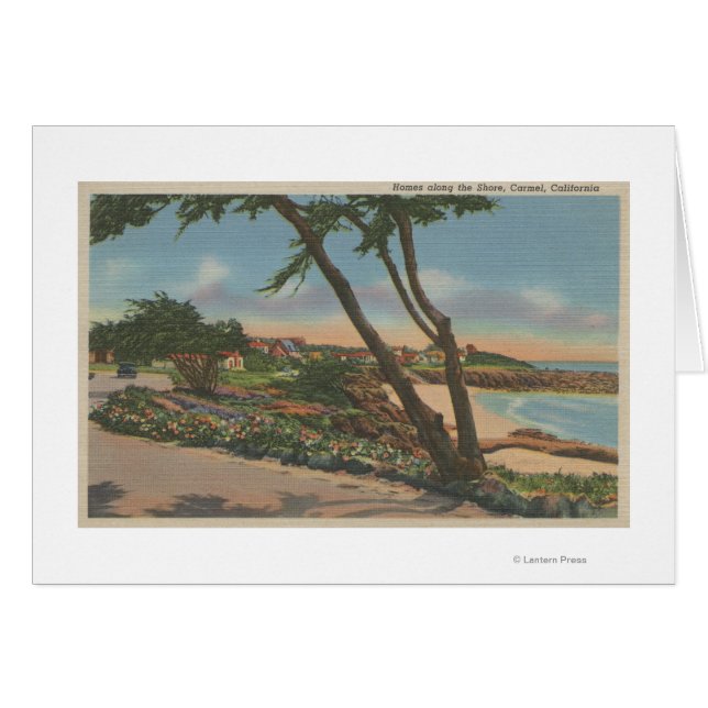 Carmel, CA - Homes längs Shore View Hälsningskort (Framsidan Horizontal)