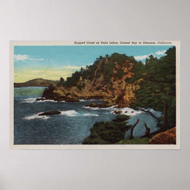 Carmel, CA - Tåligt Kusten på Point Lobos Poster (Framsidan)