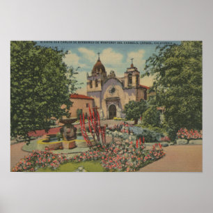 Carmel, CA - Uppdrag San Carlos De Borromeo Poster