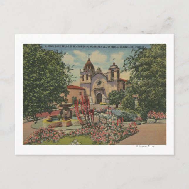 Carmel, CA - Uppdrag San Carlos De Borromeo Vykort (Framsida)