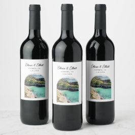 Carmel California Wedding Favor Vinflaska Etikett