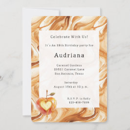 Carmel Cream Heart Apple Caramel Birthday  Inbjudningar