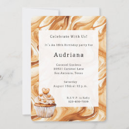 Carmel Cream Hearts Caramel Cupcake Birthday  Inbjudningar