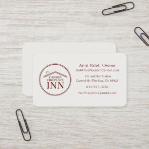 Carmel FirePlace Inn - Manager - Anpassad design Visitkort