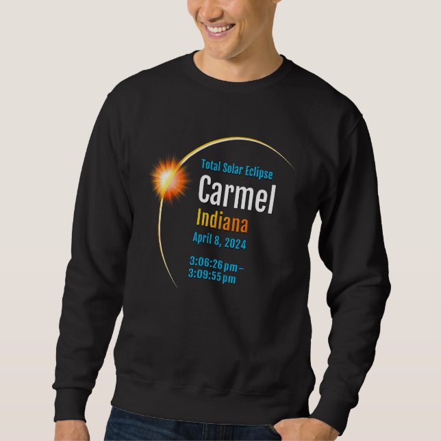 Carmel Indiana i total solförmörkelse 2024  1  Lång Ärmad Tröja (Framsida)