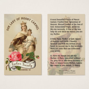 Carmel Jesus Scapular Religiösa Prayer Visitkort