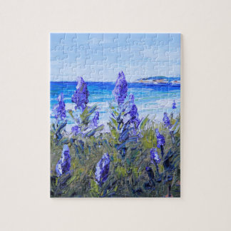 Carmel Kalifornien, stranden, Lupins, landskap Pussel